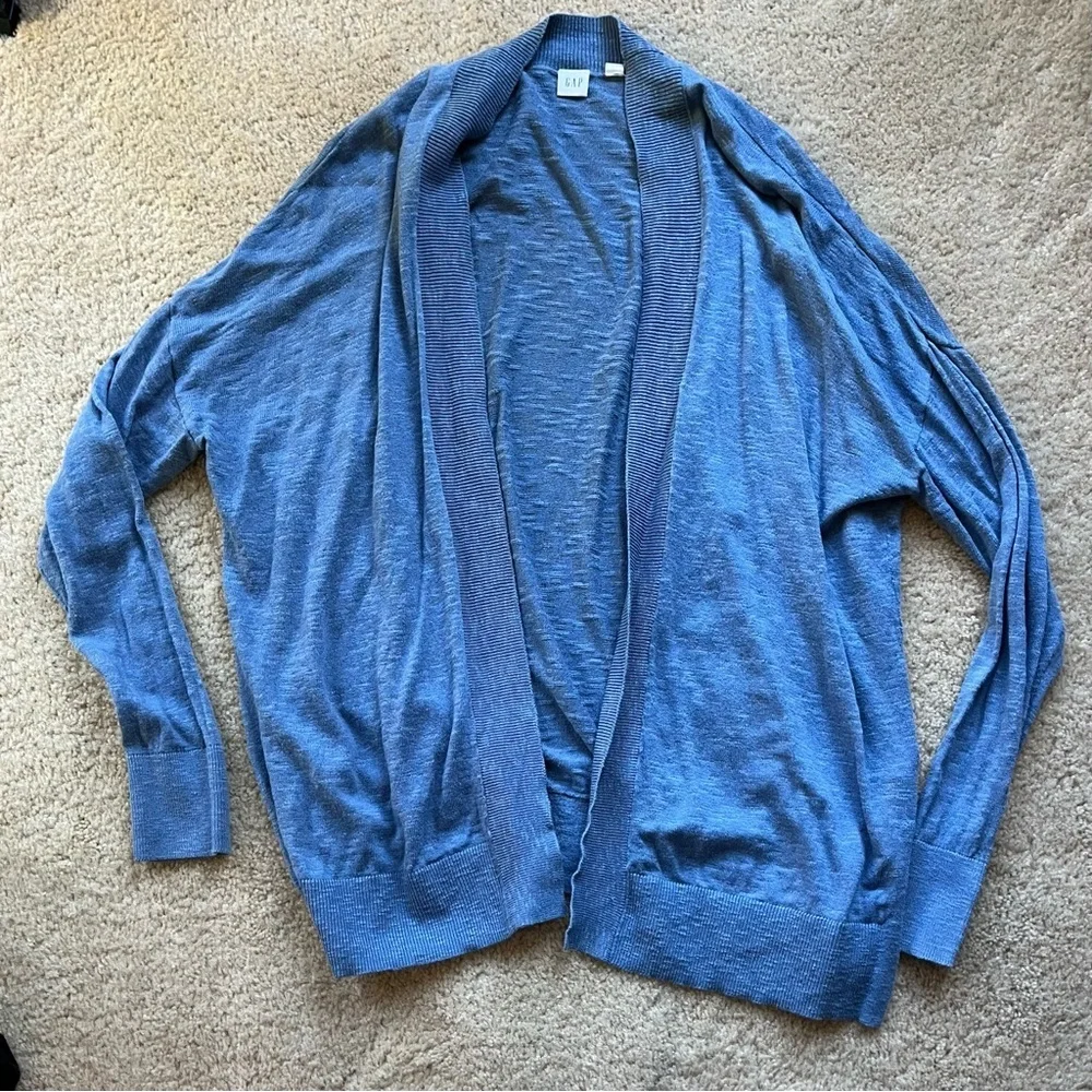 Lot of 2 Gap Factory Women's Open Front Slub Knit Cardigans - L - Black & Blue - Picture 7 of 9